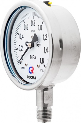 Манометр, Тип ТМ серия 21, коррозионностойкий виброустойчивый, подключение снизу, Росма В Ханты-Мансийске